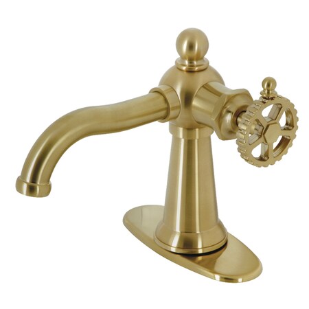 Kingston Brass Single-Handle Bathroom Faucet with Push Pop-Up, Brushed Brass KSD3547CG